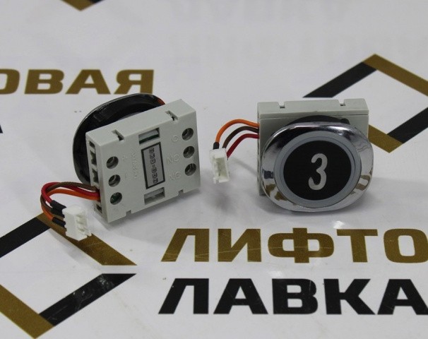 Модуль кнопочный красная подсветка "3" F6-LENS 3 PIN BUT-SAN