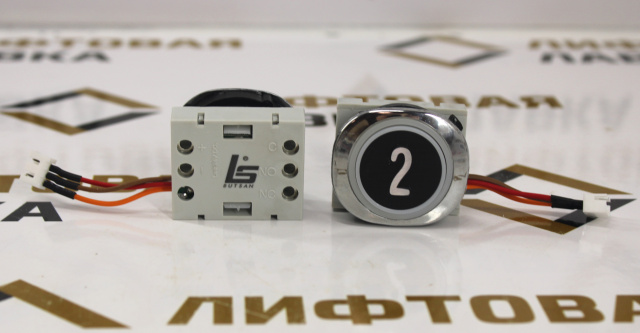 Модуль кнопочный красная подсветка "2" F6-LENS 3 PIN BUT-SAN